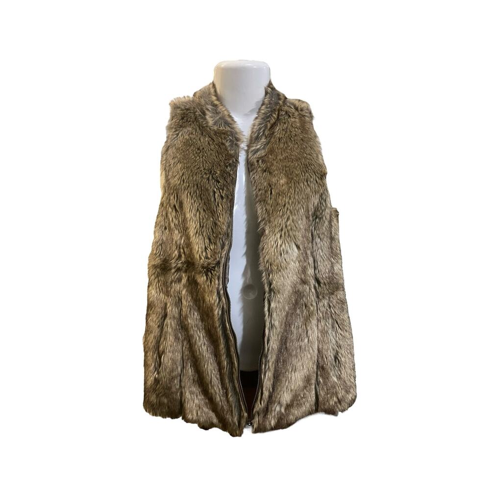 Maurices Women's Brown Full Zip Faux Fur Vest W/ Sweater Knit Backing | Size M - Picture 2 of 11